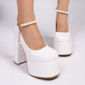 2026 spring new european and american style women's shoes - solid color platform chunky heel plus size pumps