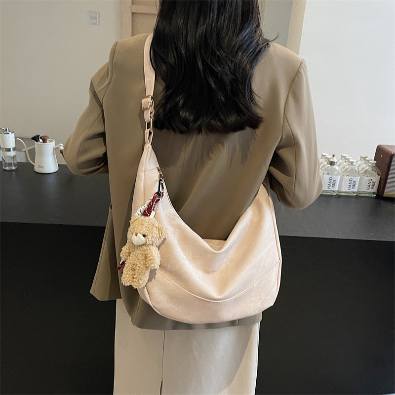 Autumn new large-capacity lazy wind commuter bag casual shoulder bag high texture pendant messenger bag tote bag