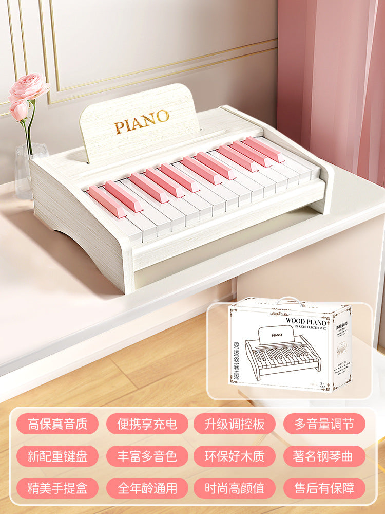 Household wooden mini piano kids electronic keyboard beginner girl baby infant toddler first birthday boy toy gift