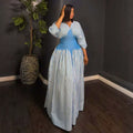 European and american cross-border women's clothing:  summer new arrival - elegant, high-end striped pleated waist-defining long a-line dress