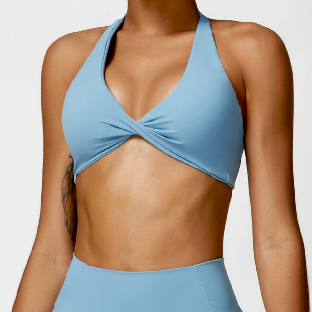Cloud-feel breathable halter back yoga bra top - compression outdoor sports running fitness apparel 8503