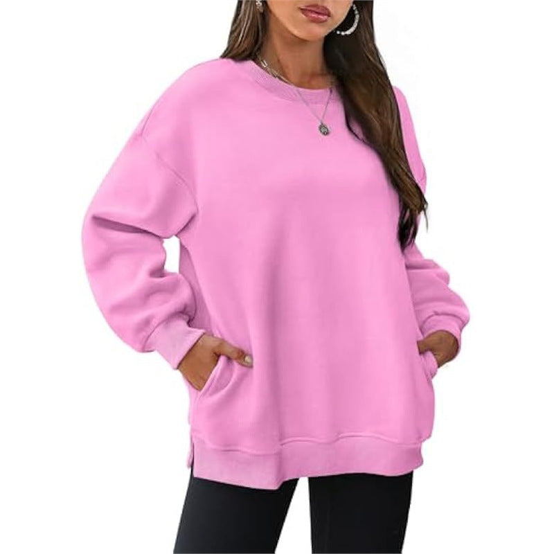 women's relaxed fit crewneck sweatshirt - autumn/winter casual top, european & american street style