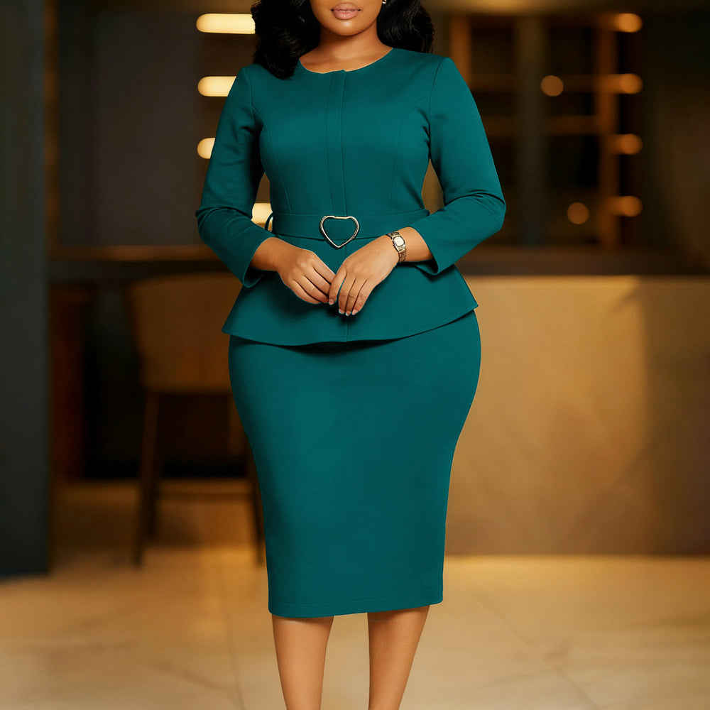 D599  foreign trade women's clothing  new fashion round neck elegant slim-fit ol pencil skirt african dress
