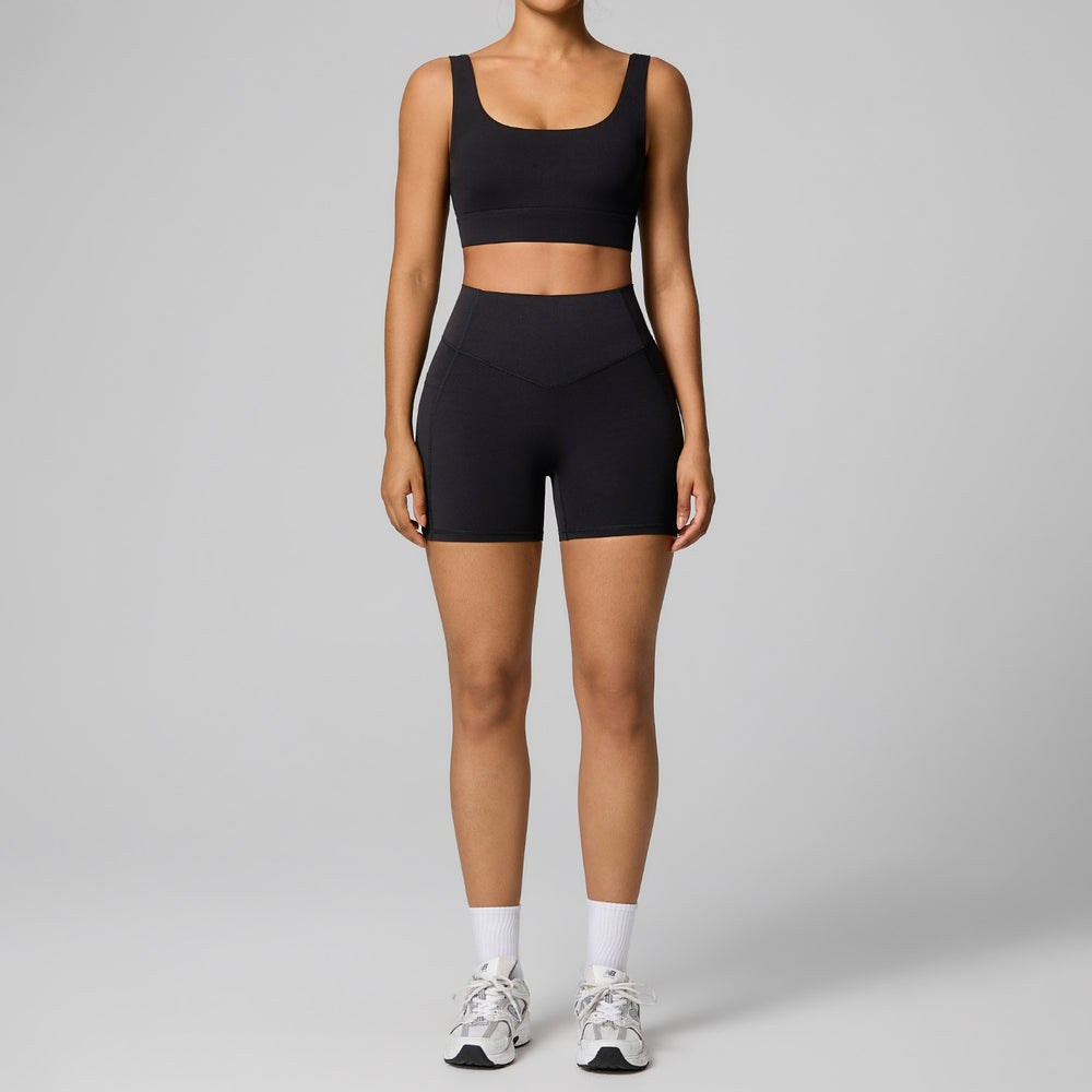 European and american cross-border women's high-waisted tummy control shaping activewear set - running compression quick-dry yoga outfit