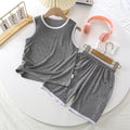 Kids' tank top set - lightweight modal loungewear for boys - sleeveless air conditioning suit - baby ice silk pajamas - summer boys' outfit