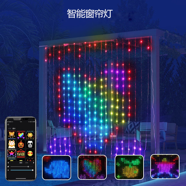 Smart Curtain Light RGB Symphony DIY Text Custom Pattern Symphony Point Control Leather Line Light LED Curtain Light String