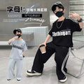 Boys' summer outfit set:  new collection - athletic short-sleeve two-piece set for mid-to-large boys, lightweight summer wear