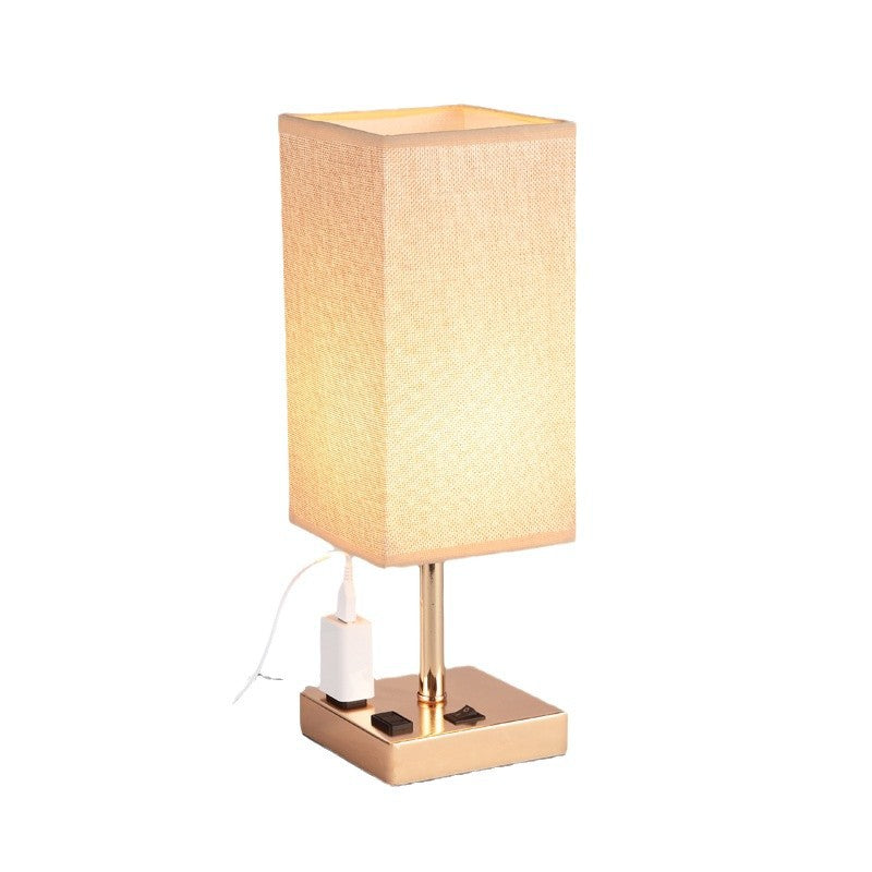 USB charging table lamp wooden base small table lamp  e-commerce  provides E26 zipper lamp holder touch dimming