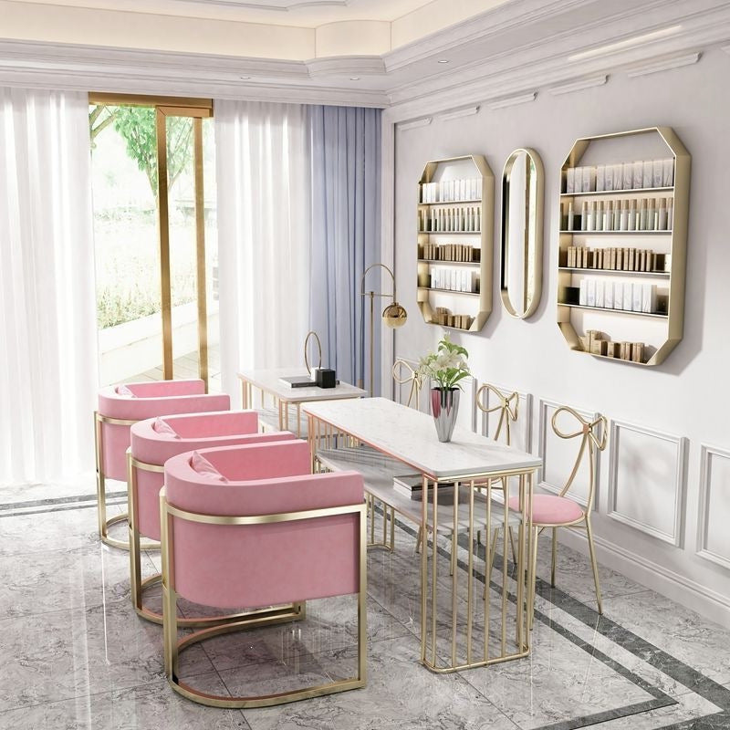 Scandinavian iron sofa chair accessible luxury nail salon back chair marble table manicure table soft bag manicure chair suit