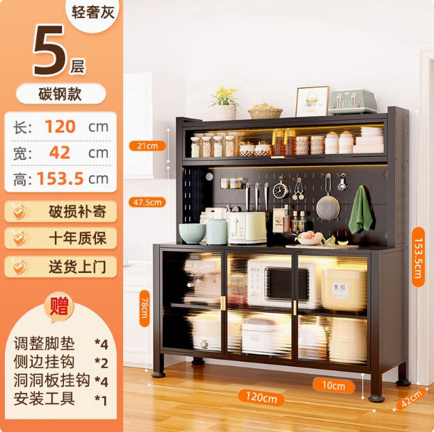 Kitchen storage cabinet thickened dustproof sideboard floor-standing multi-layer microwave oven storage cabinet cupboard with door cupboard