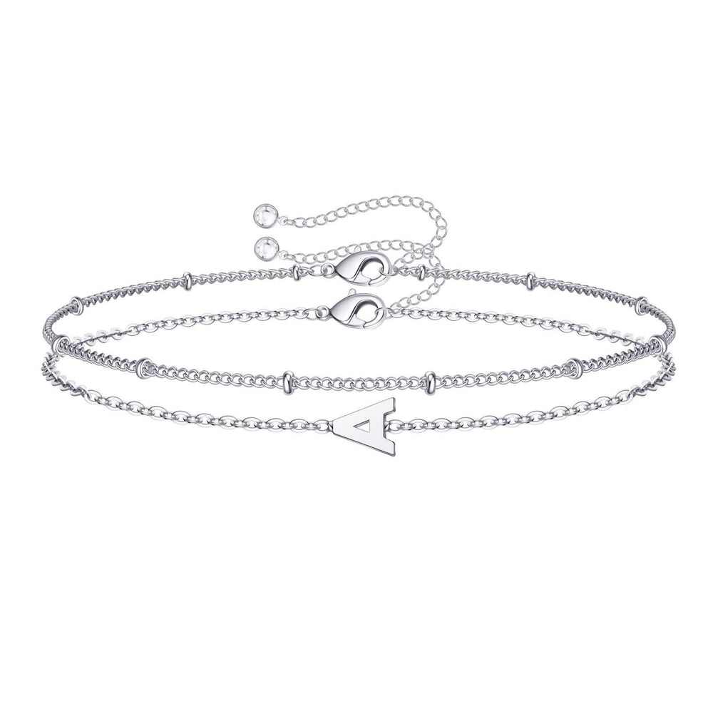 Amazon cross-border new product 26 letter grass line gold initial bracelet fashioneasiest for match layered rice bead chain bracelet for women