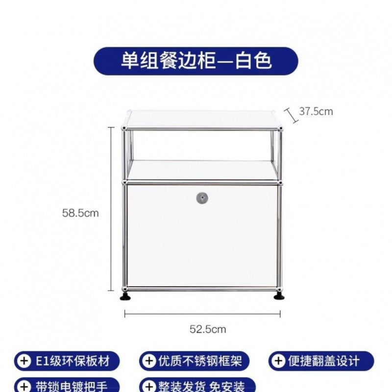 Stainless steel medieval bedside table USM bedroom modern simple shelf ins module storage TV side cabinet complete