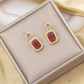 Tz-8235 gold rose red earrings