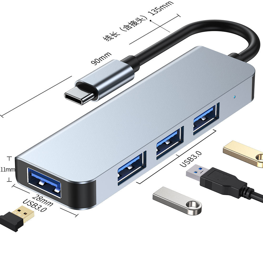 hot-selling manufacturer in stocktype-c hub3.0 one-to-four computer hub usb splitter multi-interface