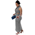 Fashion cross-border women's clothing  fall and winter new products street fashion single-breasted sleeveless halter elastic dress long skirt