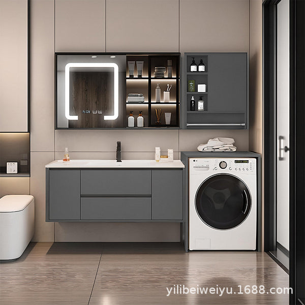 Toilet Washing Machine Cabinet Ceramic Integrated Basin Bathroom Cabinet Combined Washbasin Cabinet Modern Smart Mirror Cabinet