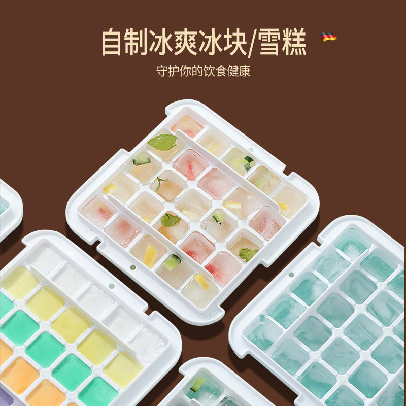 One bite summer ice cube box commercial silicone ice grid with lid ice box food grade ice cube mold press ice grid