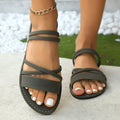 Export women's sandals plus sizenew arrival flip-flops retro one-word buckle flats cross-strap beach women's shoes sandal