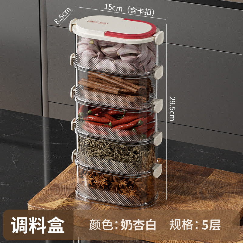 Kitchen spice sealed storage box food grade onion ginger garlic seasoning fresh-keeping box can be stacked with miscellaneous grain classification storage tank