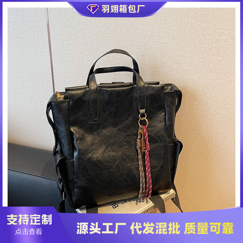 Cross-border retro backpack women's large-capacity casual versatile commuter schoolbag street trend premium travel backpack