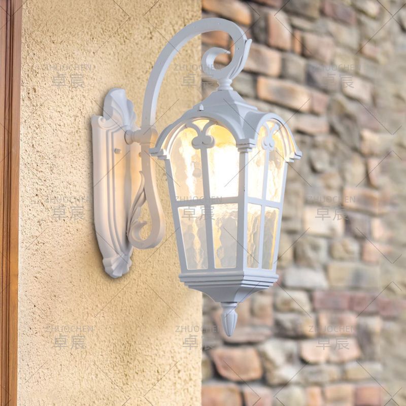 Solar powered wall light - modern waterproof outdoor lighting for villa gardens, patios, and balconies - white