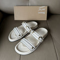 Spanish trendy brand summer new white buckle flat sandals outdoor thick sole flip flops beach sandals