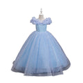 Girls' formal dress - european & american style long flower girl dress - puff sleeve banquet party kids princess dress - cross-border ready stock