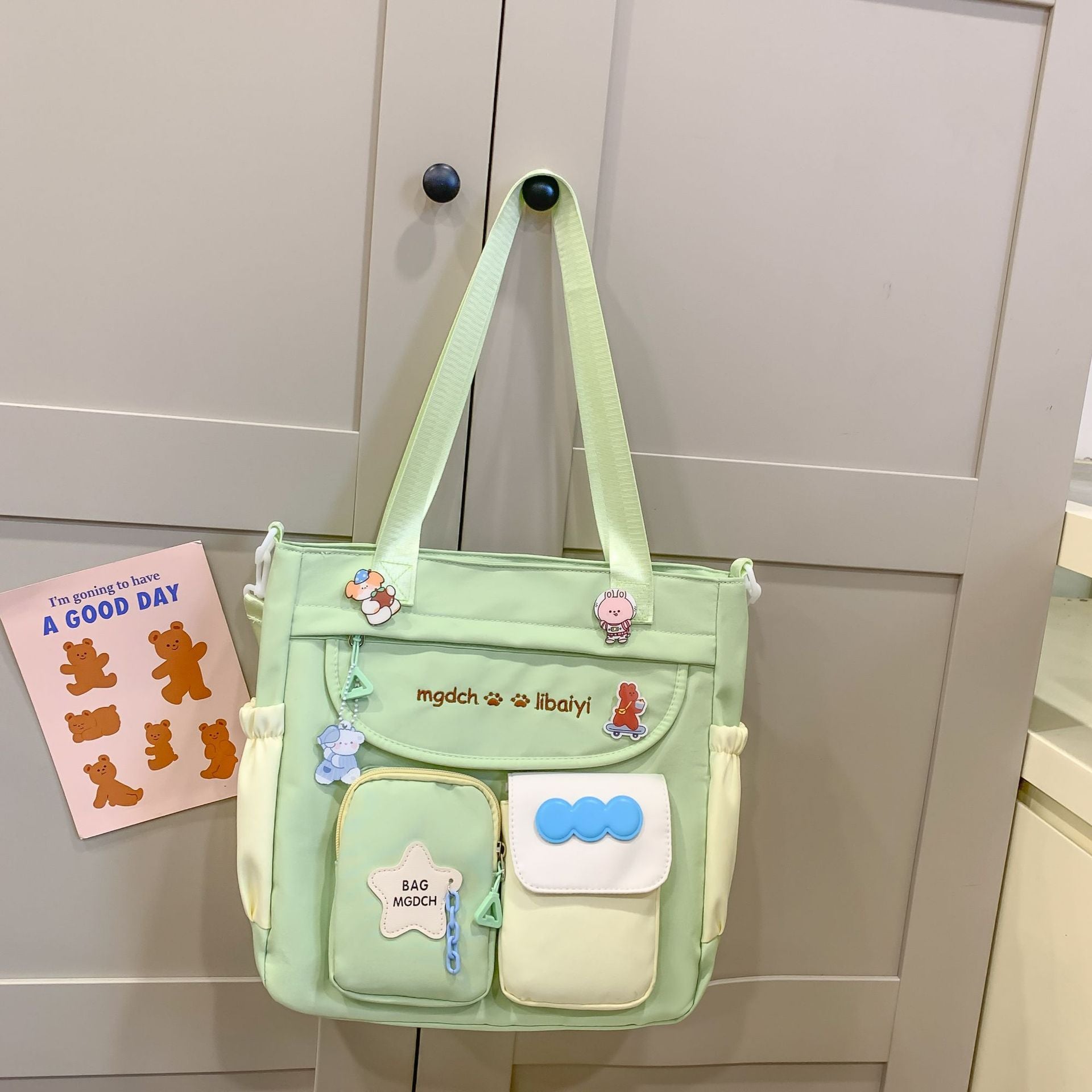 Spring, summer, middle and high school students, large-capacity backpacks, versatile burden reduction, fashion trend, two-piece set, schoolbag, tutoring bag