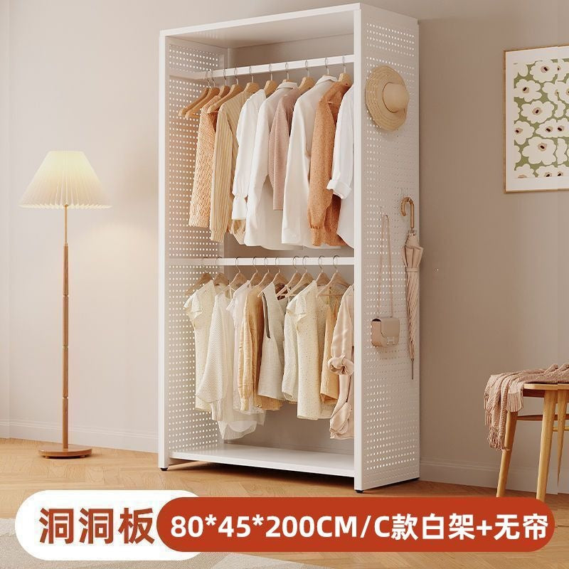 Perforated board wardrobe for rental house, simple assembly,  new style metal small apartment coat floor-standing bedroom for home