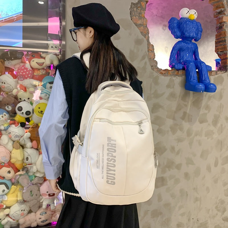 New Korean version of junior high school student schoolbag large capacity lightweight outdoor leisure bag trendy men's and women's backpack