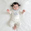 Baby pajamas pure cotton thin kids home clothes summer boys and girls three-quarter sleeves air-conditioning clothes high waistseparatessuit
