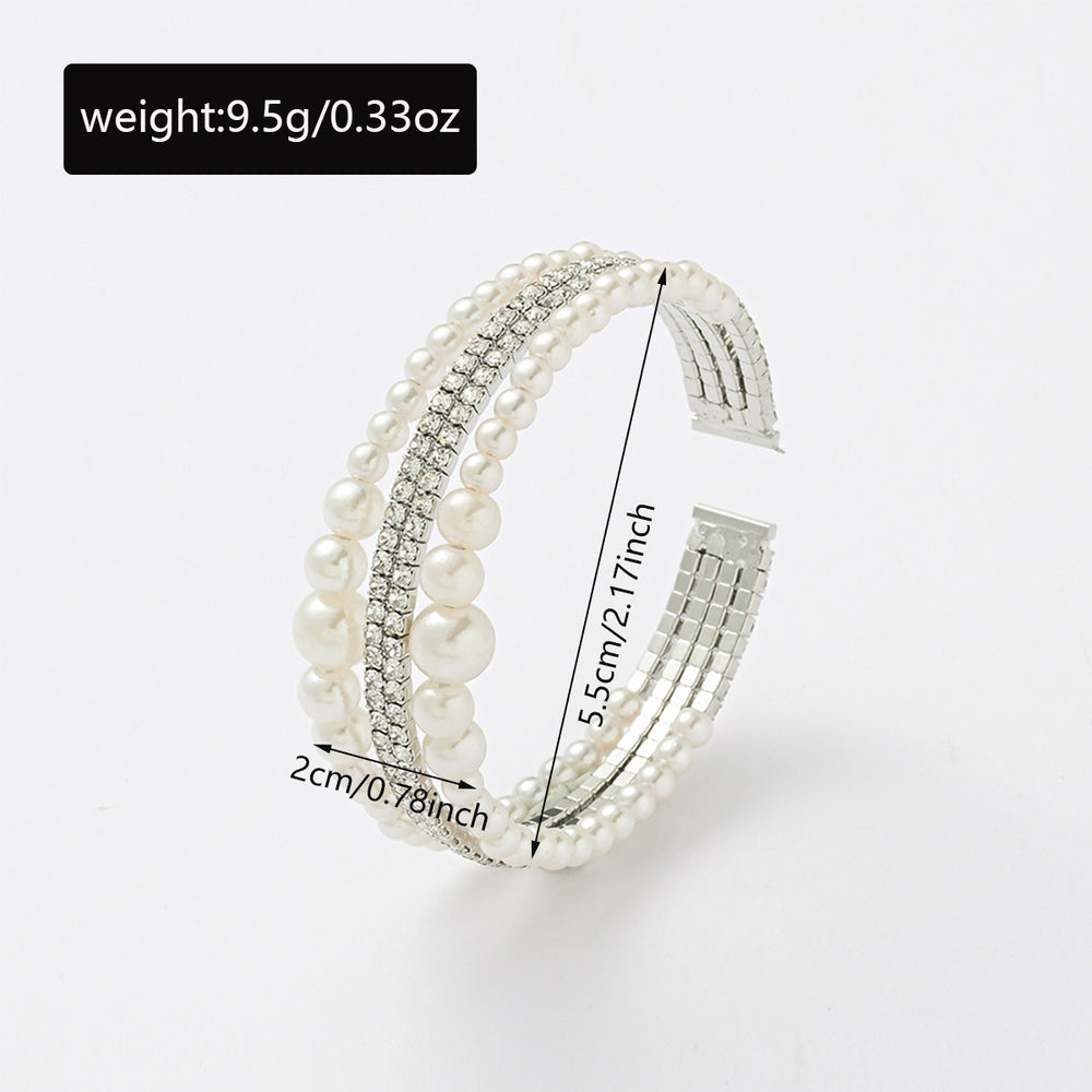 Pearl bracelet wholesale: european and american cross-border, multi-layered, lightweight luxury design, diamond-accented, high-end elastic women's bracelet