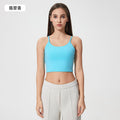 New women's sports yoga tank top with built-in bra pads, sexy spaghetti strap racerback fitness top, yoga camisole c5238
