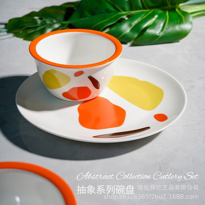 Ins scandinaviancasual style grids geometric fragments creative design color block paint tray stylish color ceramic tray