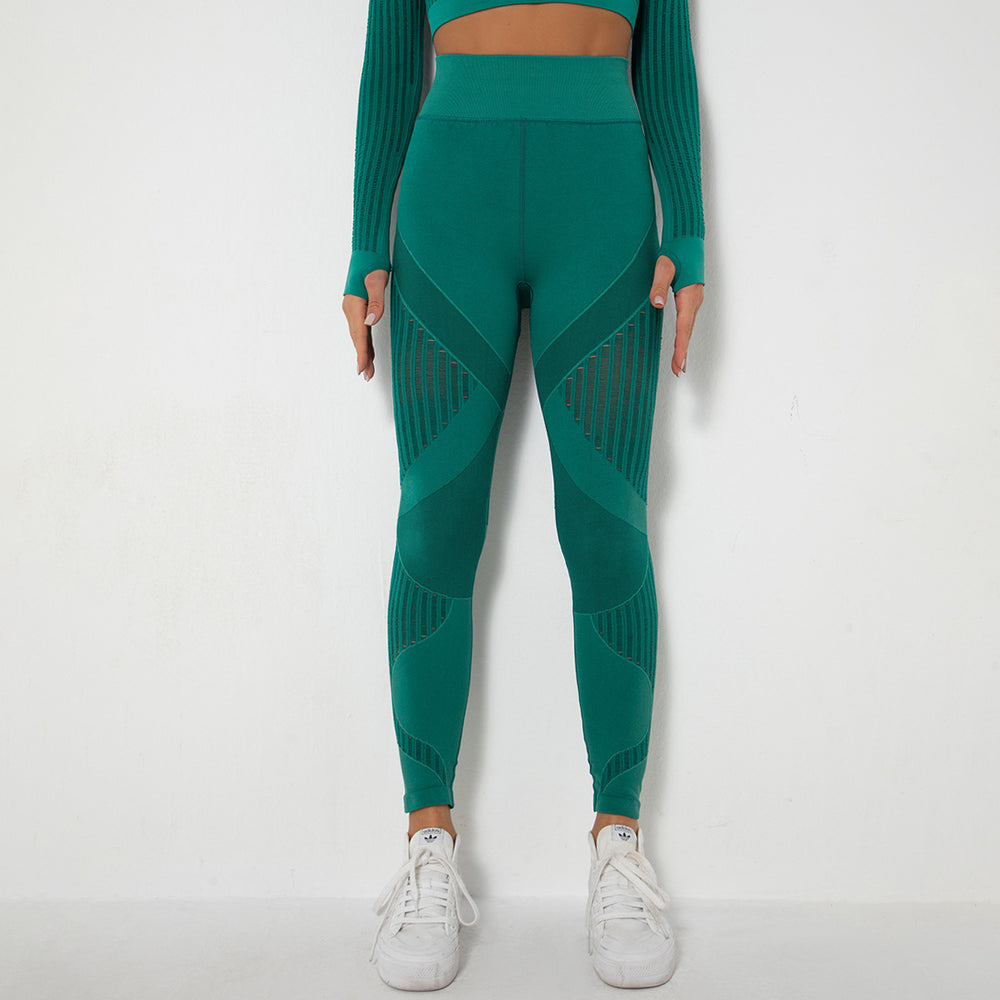In stock! fashion cross-border seamless knittingsexystripes moisture-wicking yoga pants sports running fitness pants for women