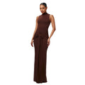 summer new european and american cross-border women's fashion solid color round neck sleeveless tie-up bodycon mini dress