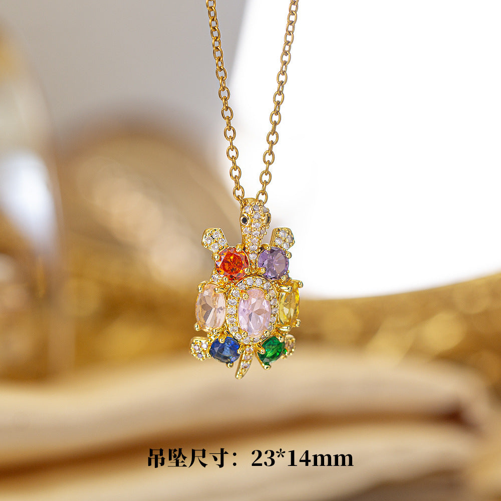 [titanium steel] cross-border popular copper micro-embedded necklace for women, stainless steel gold-plated electroplated high-end exquisite clavicle chain jewelry
