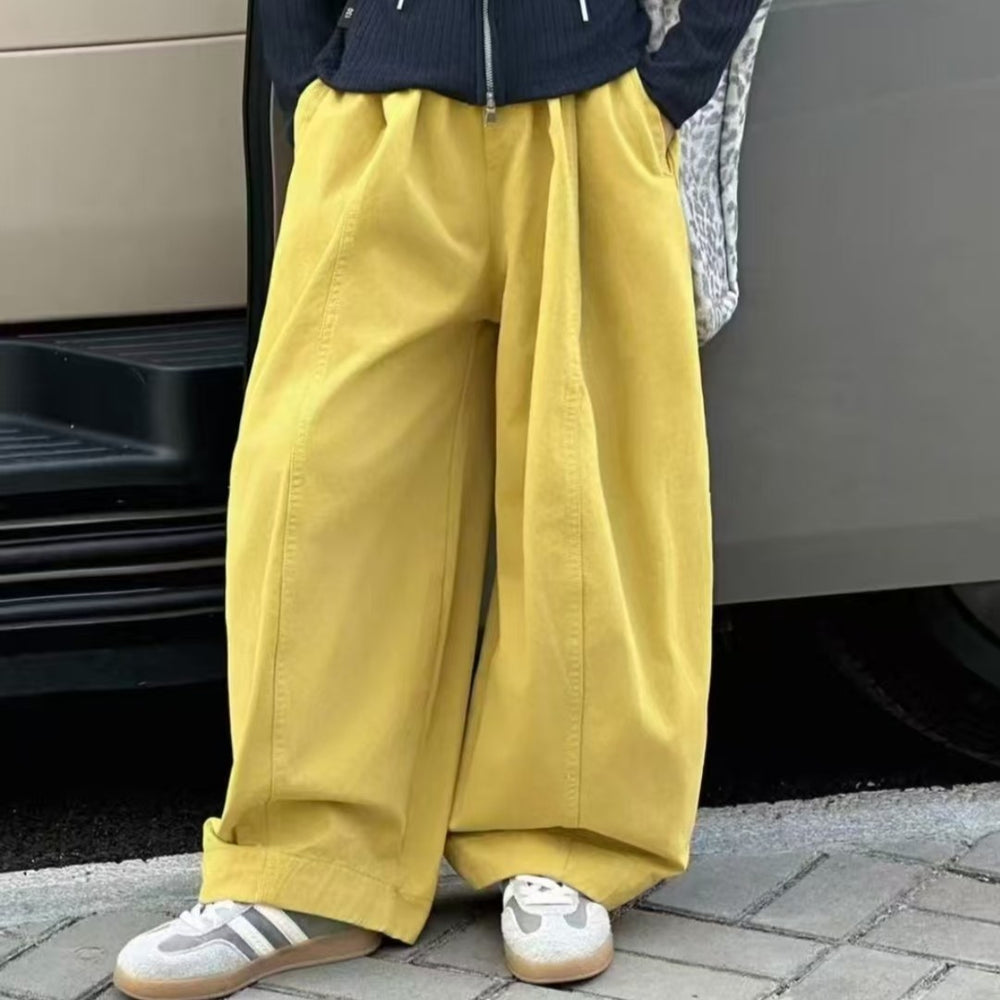 【back to school season 100% cotton】spring/autumn casual elastic waist kids' casual pants solid color fashion
