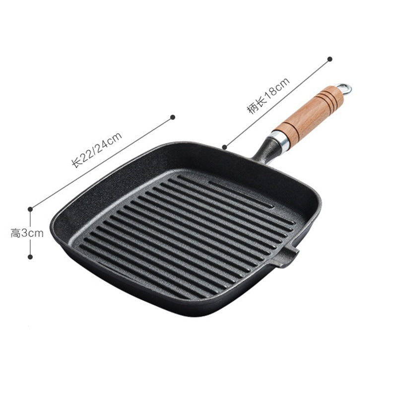 Cast iron outdoor frying steak special pan steak striped pan frying pan induction cooker gas general purpose steak