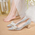 Bridal shoes wedding shoes for women 2023 new arrival not tiring feet main wedding dress shoes thick heel bridesmaid crystal shoes can be worn alone