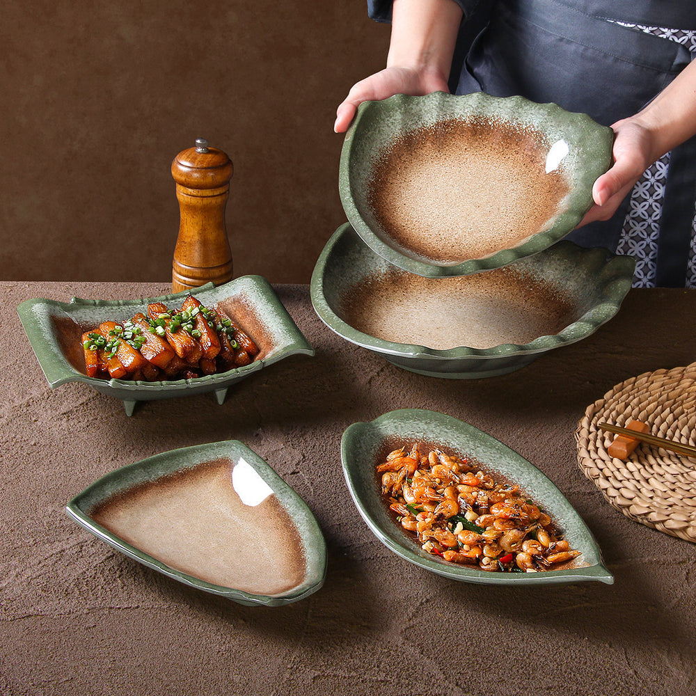 Melamine dinnerware plates - retro commercial dinner plates for restaurants, hotel stir-fry dishes, and unique deep plates for plating