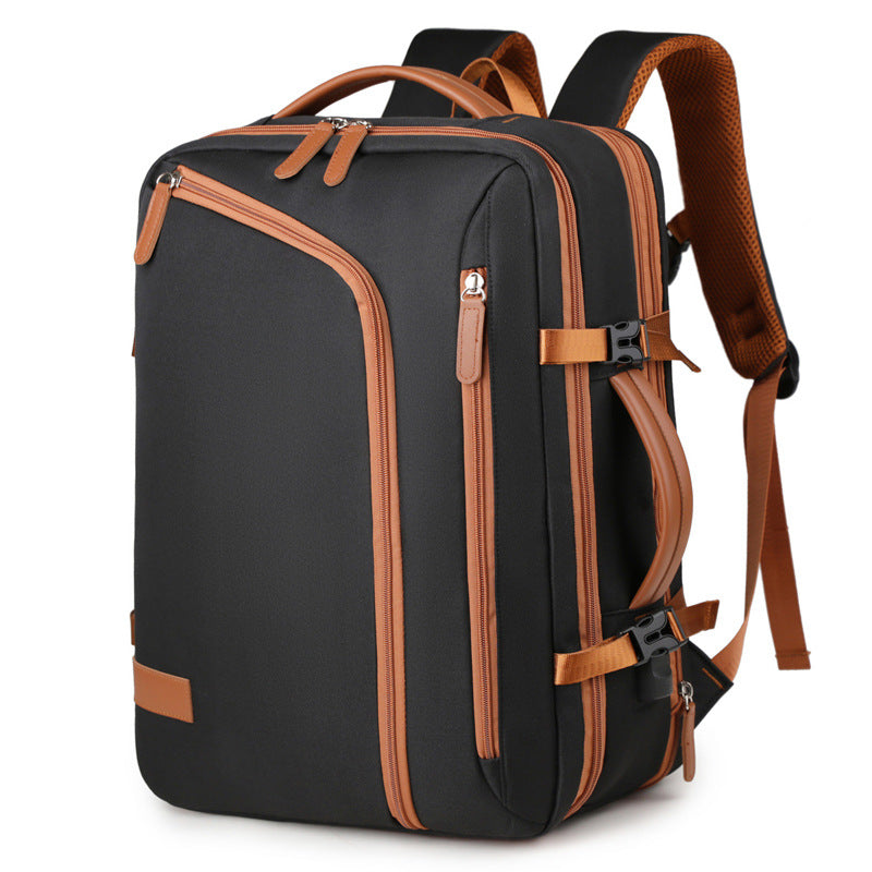 Cross-border large-capacity expandable backpack, simple and fashionable versatile travel backpack, business trip multi-layer laptop bag