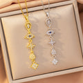 [titanium steel] cross-border popular copper micro-embedded tassel necklace for women 18k gold high-end accessible luxury fashion clavicle chain jewelry
