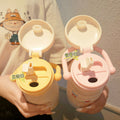 Cartoon kids thermos cup 316 ceramic liner high appearance large capacity double drinking cup portable student straw water cup
