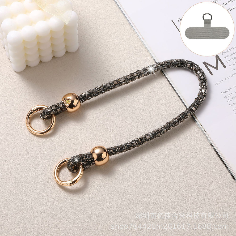 Luxury rhinestone beaded crystal phone lanyard - long crossbody phone strap with shoulder strap attachment for bags