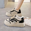 2025 spring/autumn new casual shoes platform wedge heel height increasing women's shoes korean style fashion color block versatile student shoes wholesale