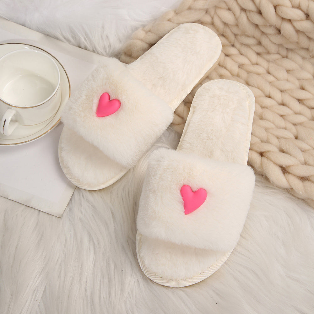 plus sizeexportnew arrivalmao slippers one-word opening fall and winter home soft bottom small fragrant peach heart cotton slippers