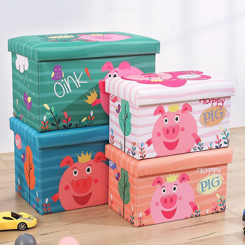 Cartoon printing storage stool household storage stool children's toys snack storage box rectangular film shoe changing stool