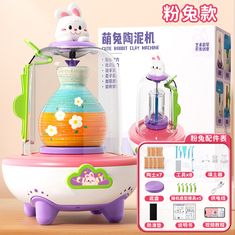 Electric mini pottery wheel kit for kids - diy clay sculpting set - no firing required - perfect toy & gift for elementary school students