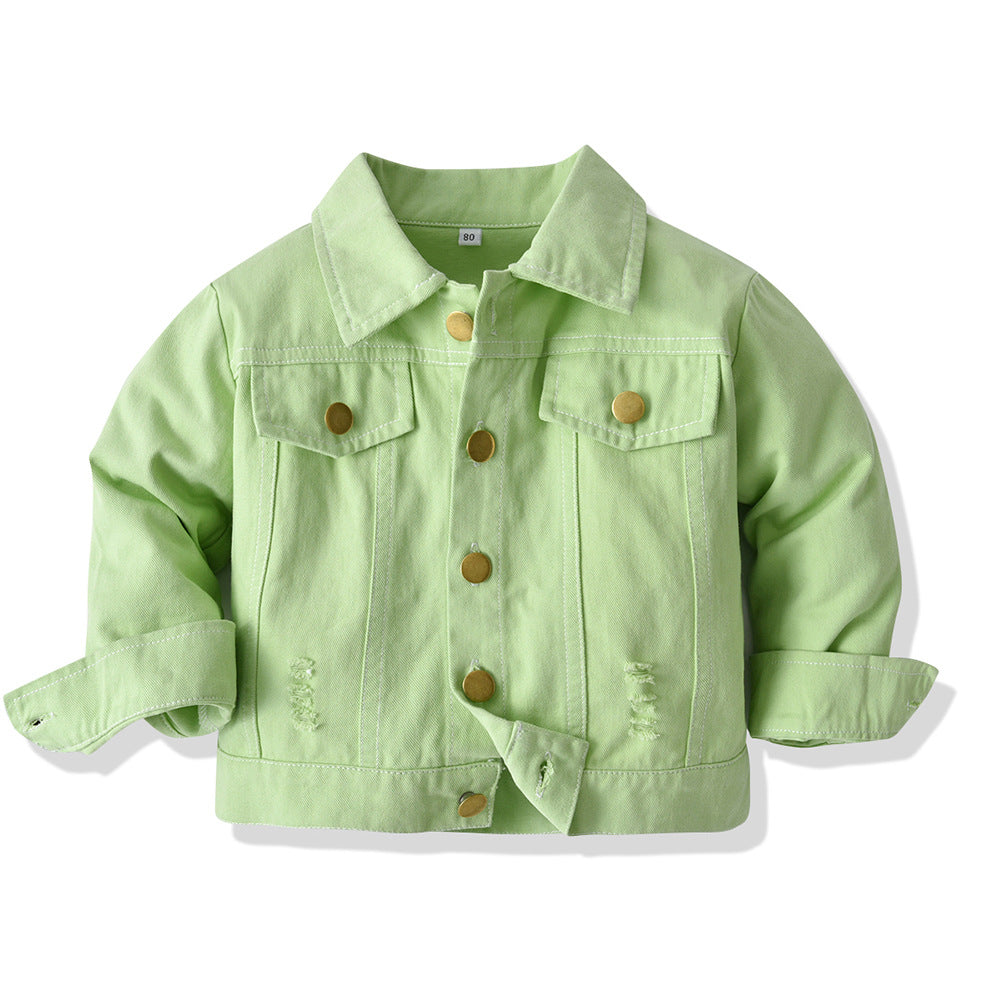 Korean style children's denim jacket, stylish spring new arrivals for boys and girls: cotton casual tops and jackets